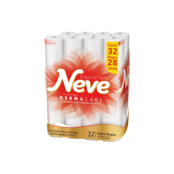 Papel higiênico Neve Toque da Seda folha dupla 30 m de 32 un