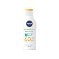 NIVEA SUN Protetor Solar Kids & Babies Pele Sensível FPS 60 125ml - Infantil, muito alta proteção UVA/UVB, minimiza o surgimento de alergias, muito resistente à água com proteção imediata