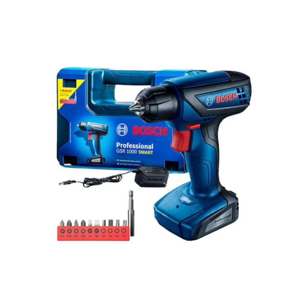 Bosch Furadeira Parafusadeira GSR 1000 Smart, Com Acessórios, 12 Volts