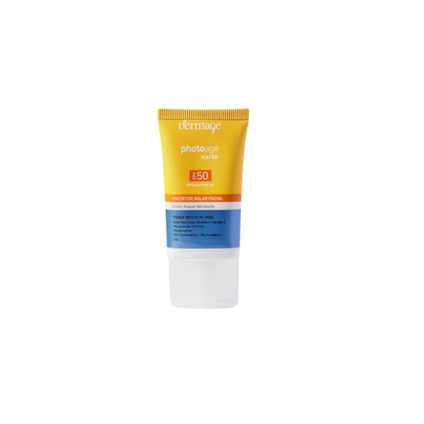 Photoage Water, Protetor Solar Incolor com FPS50 e PPD20, Fórmula Enriquecida com Hialuronato de Sódio e Tecnologia Double UV Protect, 40g