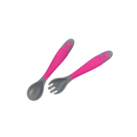 Clingo Talher Articulavel - Kit Garfo/Colher Colors Rosa Rosa