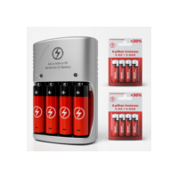Carregador de Pilhas Recarregáveis Kit + 8 Baterias AA/AAA/Bateria 9V