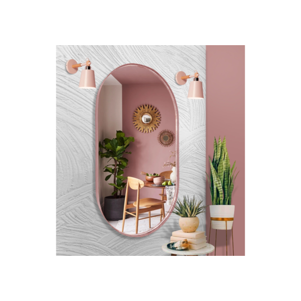 Espelho Oval Corpo Inteiro Com Moldura Couro decoração quarto 76x43