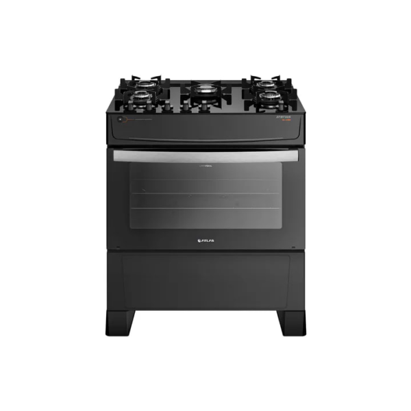 Fogão de Pé Atlas Atenas Glass 5 Queimadores A Gás com Mesa de Vidro Preto 110V/220V