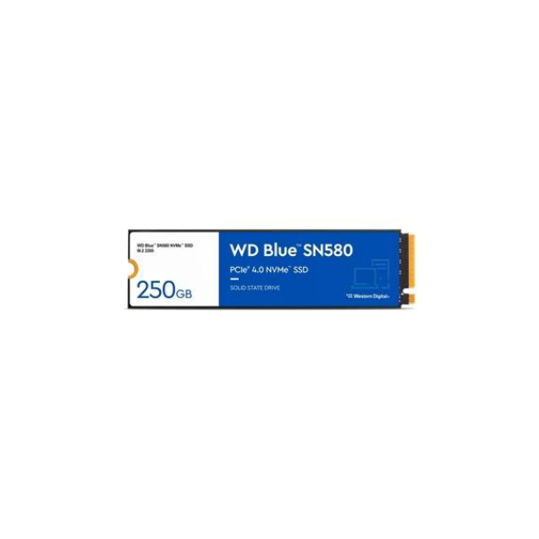 SSD 250GB WD Blue SN580 NVMe, M.2 PCle, Gen4, Leitura 4000 e Gravação 2000 - WDS250G3B0E