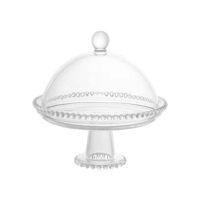 WOLFF - Prato de Cristal com Pé e Tampa 20cm x 18cm - Linha Pearl