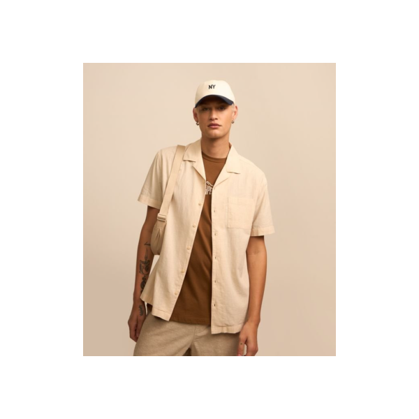 Camisa Relaxed em Tricoline com Textura Bowling Bege