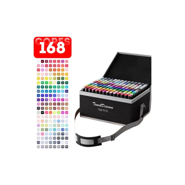 Conjunto Canetas Marcador Canetinha Ponta Dupla 168cores Kit