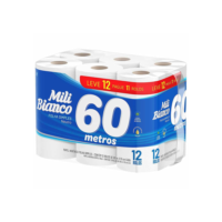 12 Rolos Papel Higiênico Bianco 60 metros Folha Simples L12P11 Mili