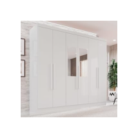 Guarda-roupa Casal com Espelho 6 Portas 2 Gavetas França Branco