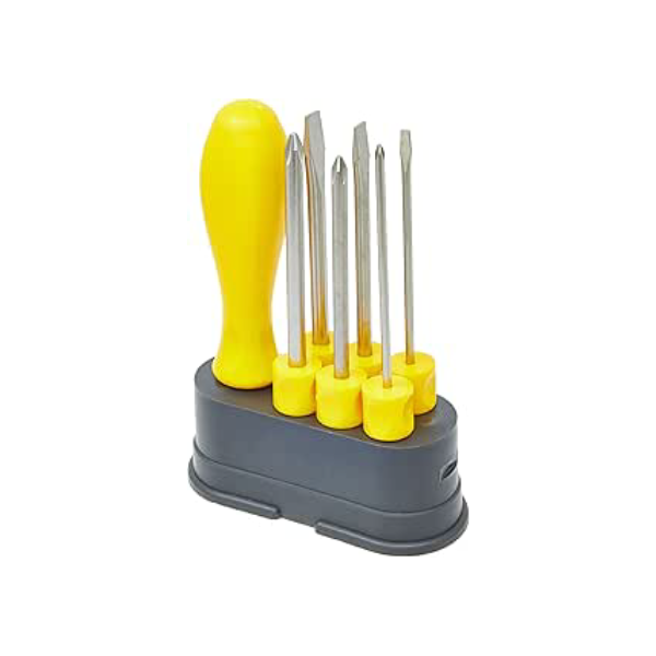 Tramontina 41110506 Jogo de Chaves de Fenda com Pontas Intercambiáveis, Conjunto de 6 Peças, Amarelo