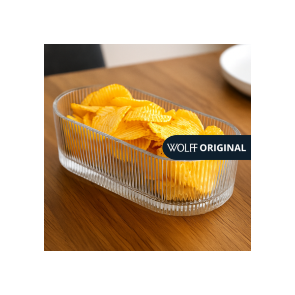 Petisqueira Oval de Vidro Lines 16,5cmx7,5cmx - Wolff