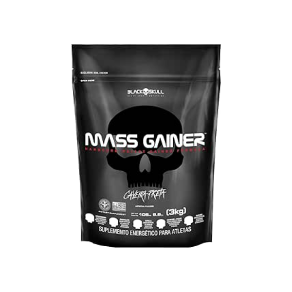 Mass Gainer Refil (3Kg) - Sabor Chocolate, Black Skull