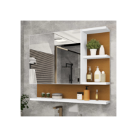 Armário espelheira para banheiro Cleópatra - Branco Nature/Flexcollor