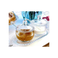 Kit 3 Peças Açucareiro Meleira E Travessa Cristal Pearl Bolinha Wolff