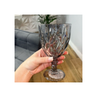 Jogo de Taças Vidro FUMÊ/CINZA Copo Diamond 340ml