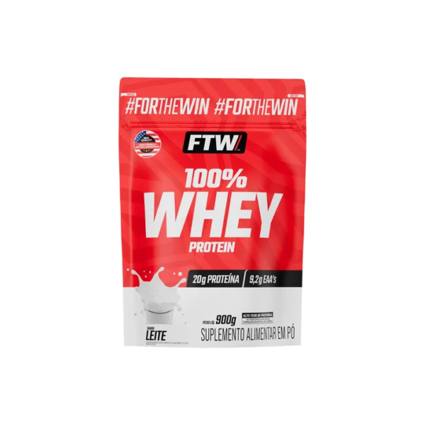 Whey Protein 100% Concentrado Refil 900g Sabor Leite - FTW