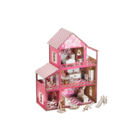 Casinha De Boneca barbie Mdf adesivada C/ Kit Móveis