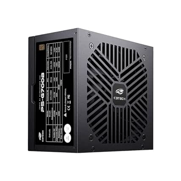 Fonte Gamer C3Tech PS-G700B, Preta, 700w, 80 Plus Bronze, ATX, PFC ativo Bivolt automatico 115/230V
