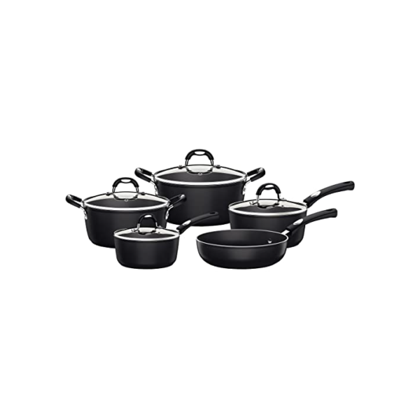 Jogo de Panelas de Alumínio com Revestimento Interno de Antiaderente 5 Peças Tramontina Mônaco Preto