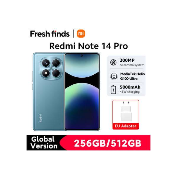 Estreia mundial versão global xiaomi redmi note 14 pro 4g smartphone 200mp câmera ai mediatek helio G100-Ultra 6.67 "5500mah