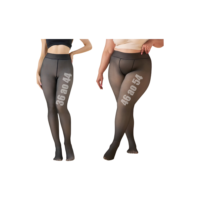 Meia-Calça Térmica Plus Size G-GG Forrada Peluciada Translúcida de Lã Feminina Super Elástica Slim