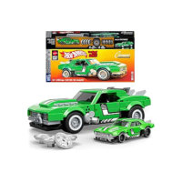 Mattel Brick Shop Hot Wheels Jogo de Construção Speed 68 Custom Camaro em escala 1:32 com Placa de Coleção e 1 carrinho de metal Perfeito para colecionadores