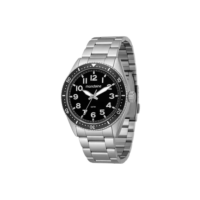 Relógio Masculino Mondaine Aço Inoxidável Prata Bisel Preto Prateado Preto Preto