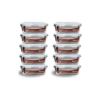 Conjunto 10 Potes 640ml Vidro Hermético 4 Travas Marmita Aura Do Brasil