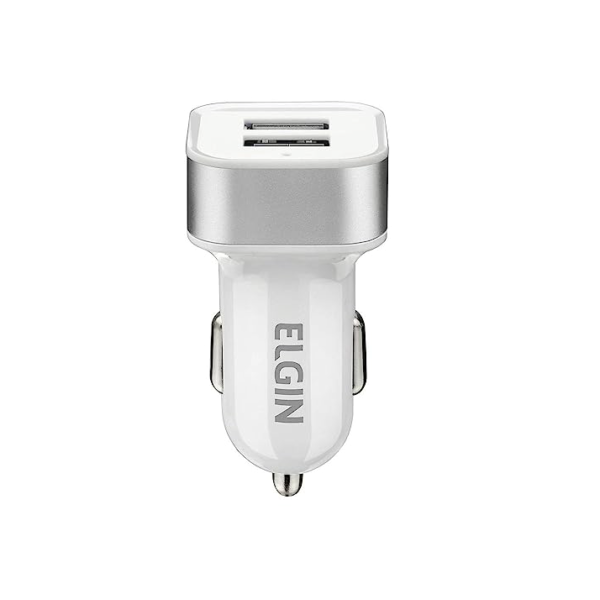 Carregador USB Veicular Elgin 12V 2 entradas 10W Branco