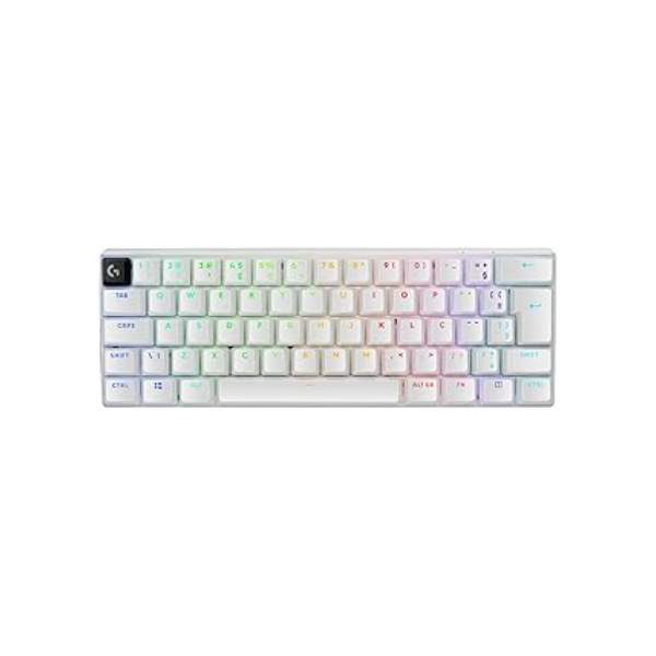 Teclado Mecânico Gamer Sem Fio Logitech G PRO X 60 LIGHTSPEED com Design Ultra Compacto TKL 60%, Switch Óptico GX Tactile, RGB LIGHTSYNC, Conexão Bluetooth ou USB, Compatível com Windows - Branco