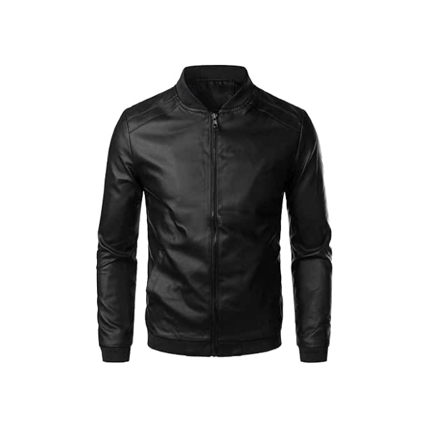 CNSTORE casacos e jaquetas masculinos Jaqueta masculina de couro PU à prova de vento casaco quente com zíper duplo Ómega