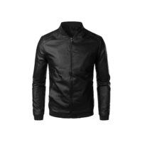 CNSTORE casacos e jaquetas masculinos Jaqueta masculina de couro PU à prova de vento casaco quente com zíper duplo Ómega