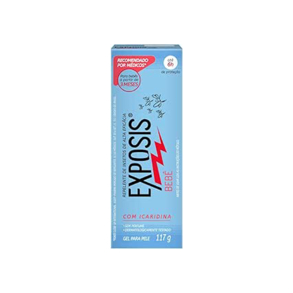 Exposis Bebê, Repelente Gel de Mosquitos, com Icaridina, Até 6h de Proteção, 117g