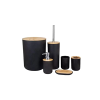 Plasvale, Kit Conjunto para Banheiro Bambu 6 Peças, Preto