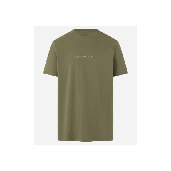 Camiseta Comfort em Meia Malha com Lettering Lost Paradise Verde
