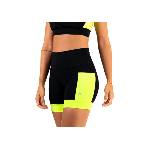 Shorts Feminino Cintura Alta Com Bolsos Academia Corrida