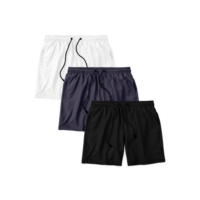 Kit 3 Short Masculino Bermuda Praia Verão Treino Esporte Mauricinho Tactel - Preto+Branco