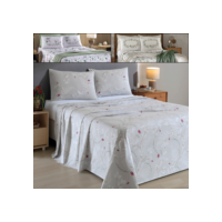 Jogo de Cama Queen 4 Peças Lençol com Elástico 100% Algodão Percal 180 Fios 158x198x35cm - Dohler
