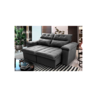 Sofá Retrátil Reclinável Verona 1,80m Suede Velut Cinza  Molas no Assento - King House