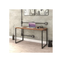 Mesa para Escritório Office Estilo Industrial 1,35m, Compace, Kuadra, Nogal / Est.Preta
