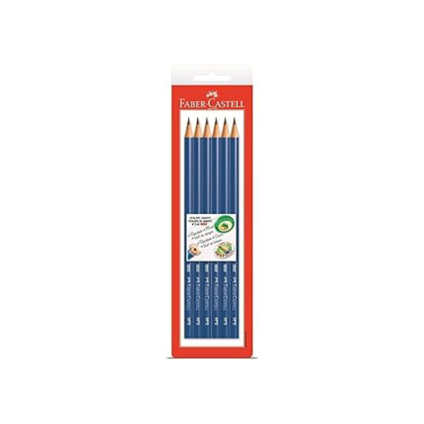Lápis Grafite Nº 2B Redondo, Faber-Castell, SM/1210AZ, EcoLápis, Azul, 6 Unidades