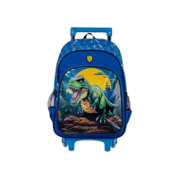 BRW Mochila Escolar com Carrinho Dinossauro Raptors Azul