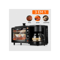 Forno Forninho Elétrico 3 Em 1 Cafeteira Grill Assadeira Café Da Manhã 110v entrega rápida