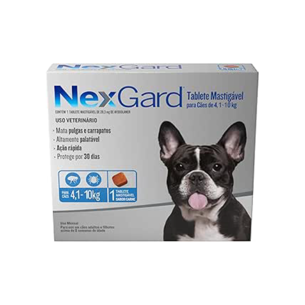 NexGard Antipulgas e Carrapatos para Cães de 4,1 a 10kg, 1 tablete