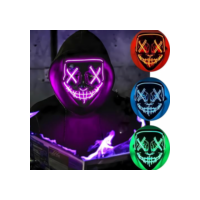 Mascara Led Neon Cosplay Festa Fantasia Terror Masculino Feminino Infantil Adulto Halloween Carnaval Rave (VERMELHO)