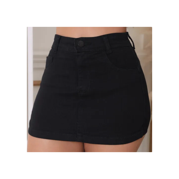 Short Saia Jeans Feminino Cintura Alta Com Lycra Stillger