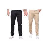 KIT 2 Calça de Sarja Masculina Slim Fit com Lycra