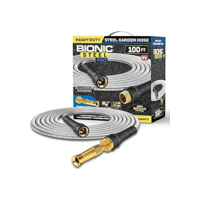 Bionic Steel Mangueira de jardim PRO - Mangueira de jardim de metal de aço inoxidável 304 de 3,5 m - resistente, leve, sem dobras e mais forte do que nunca com acessórios de latão e válvula liga/desliga - Modelo 2021