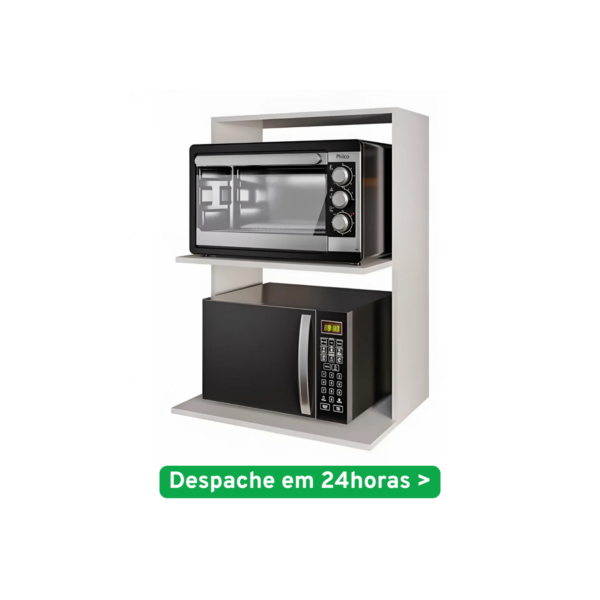 Nicho Suporte De Parede Para Microondas E Forno Mdf Madeira Branco Armario de Cozinha